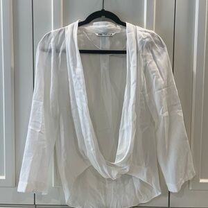 Zara Elegant White Drape Blouse